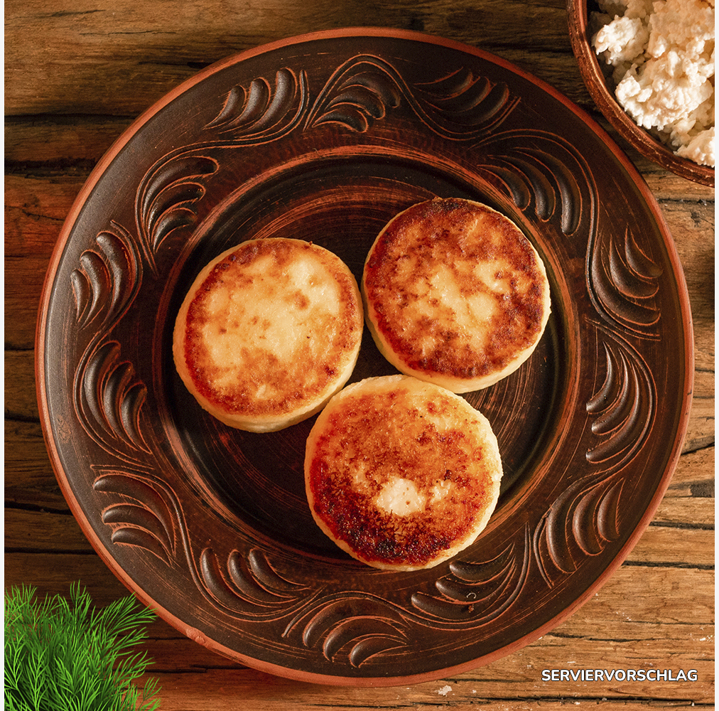Syrnyky mit Schinken und Käse