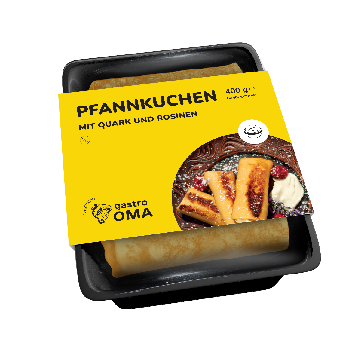 Pfannkuchen mit Quark und Rosinen