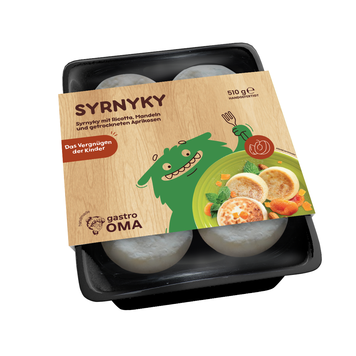 Syrnyky mit Ricotta, Mandeln und getrockneten Aprikosen