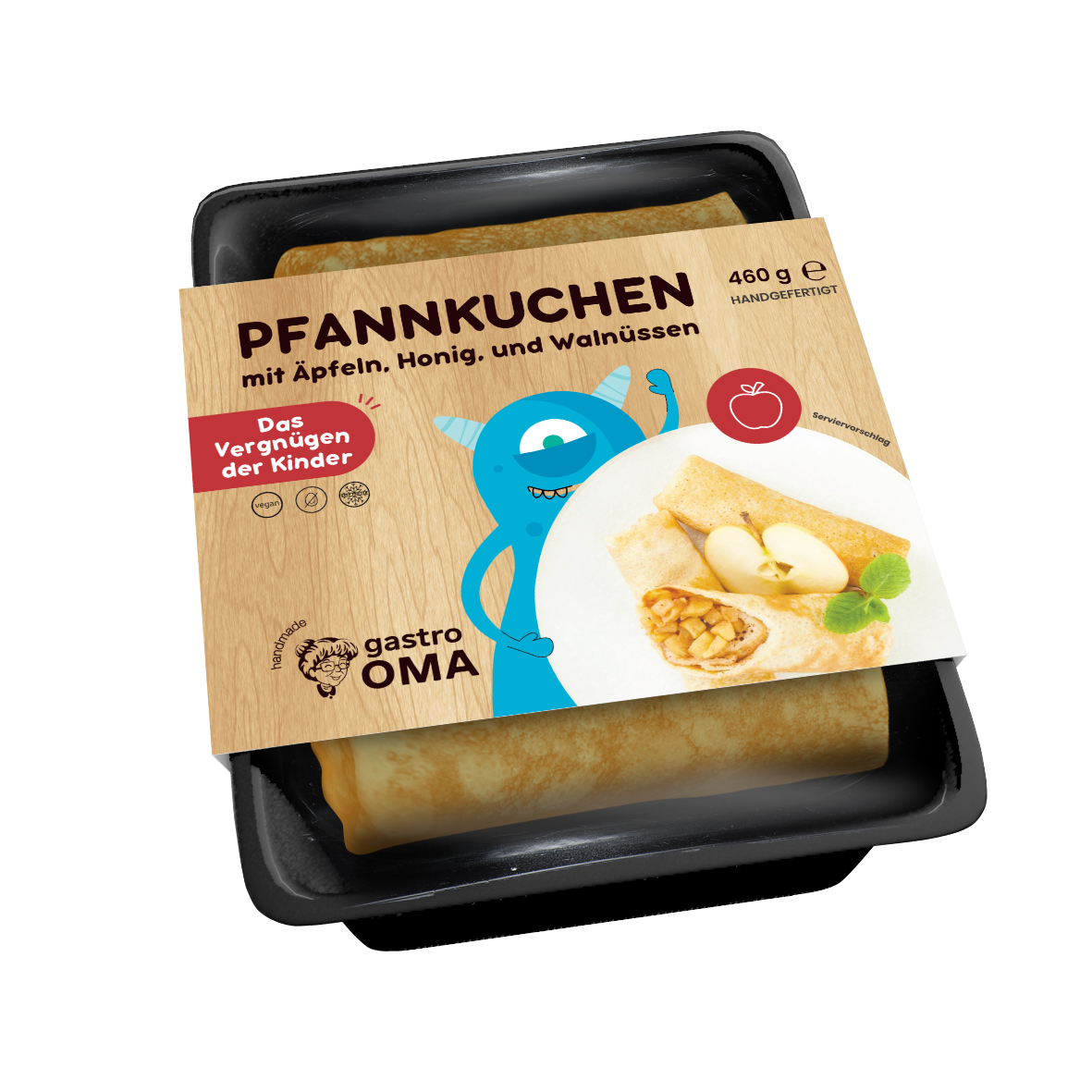 Pfannkuchen mit Äpfeln, Honig, und Walnüssen