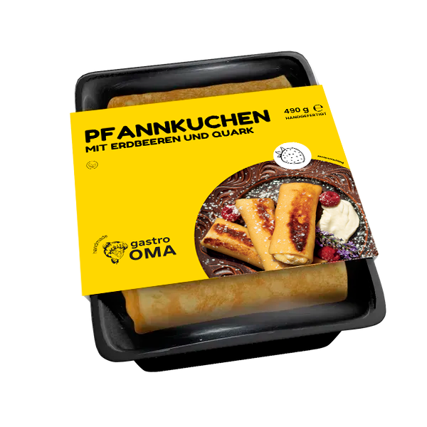 Pfannkuchen mit Erdbeeren und Quark