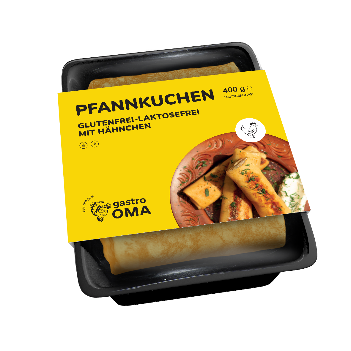 Pfannkuchen GLUTENFREI-LAKTOSEFREI mit Hähnchenfleisch